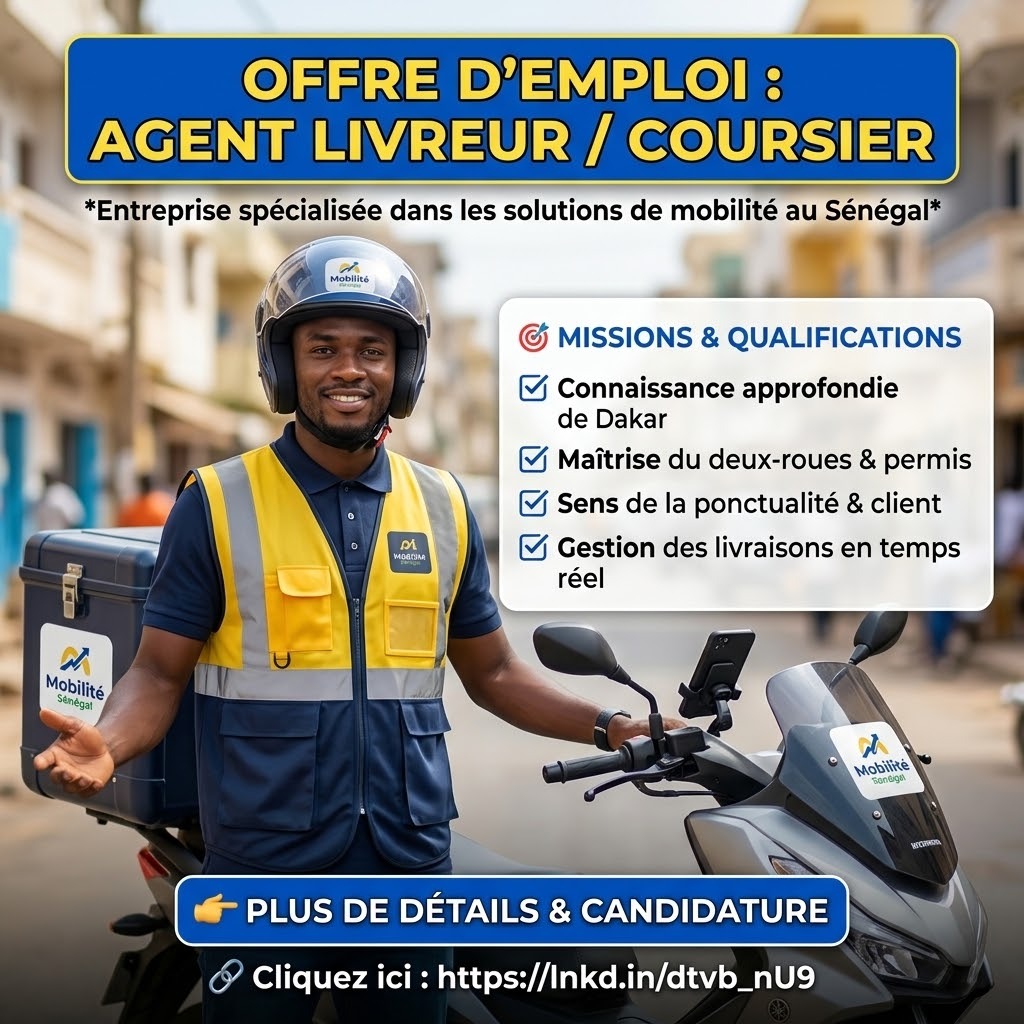 AFRI-MOOV recrute un(e) Agent Livreur / Coursier (H/F)