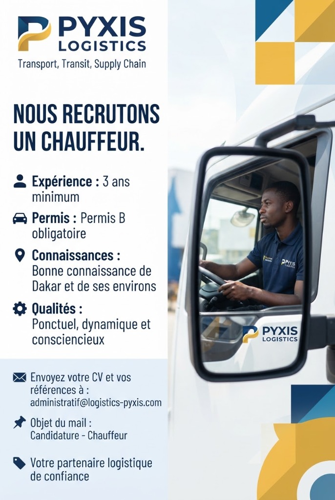 Pyxis Logistics recrute un Chauffeur
