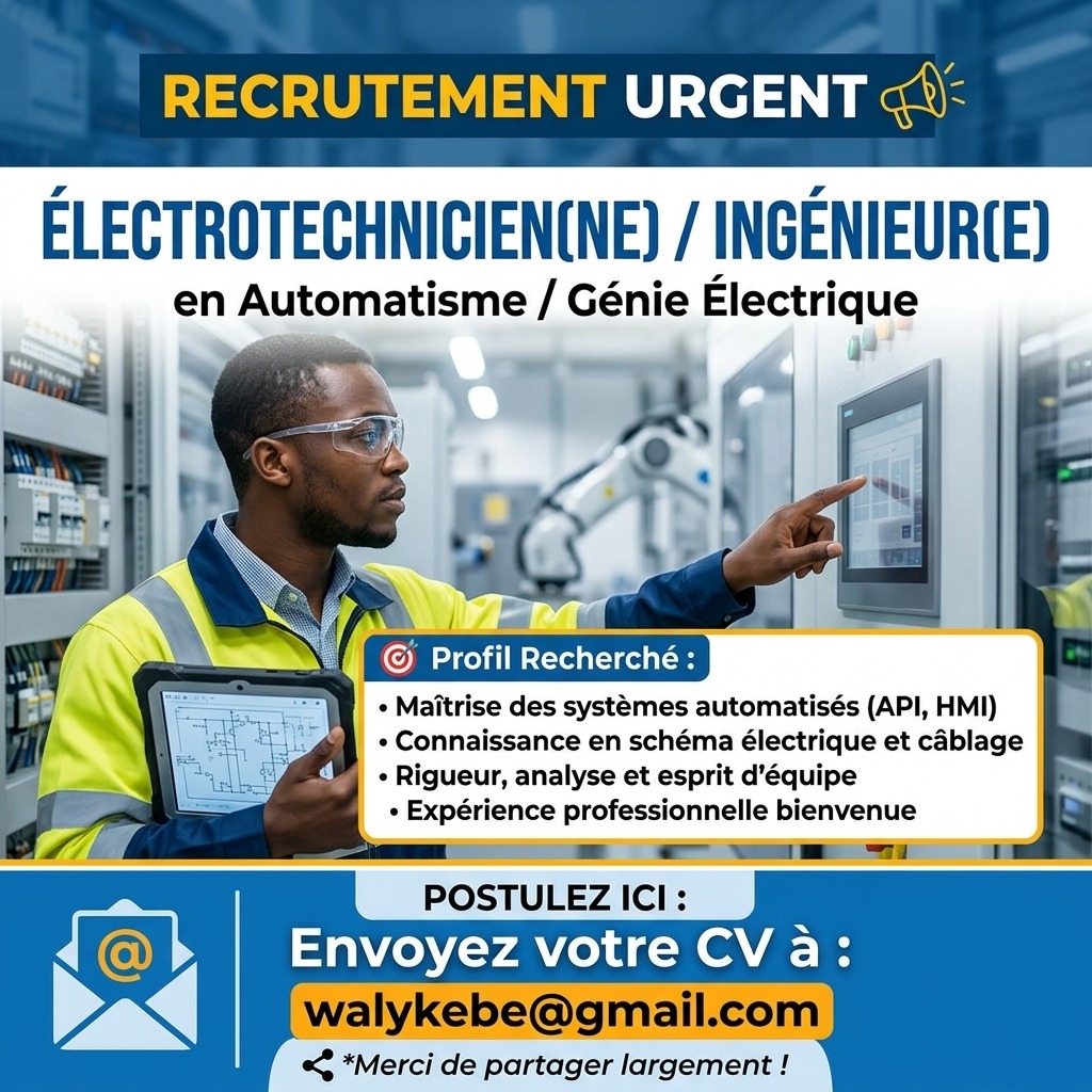 Électrotechnicien(ne) / Ingénieur(e) en Automatisme & Génie Électrique