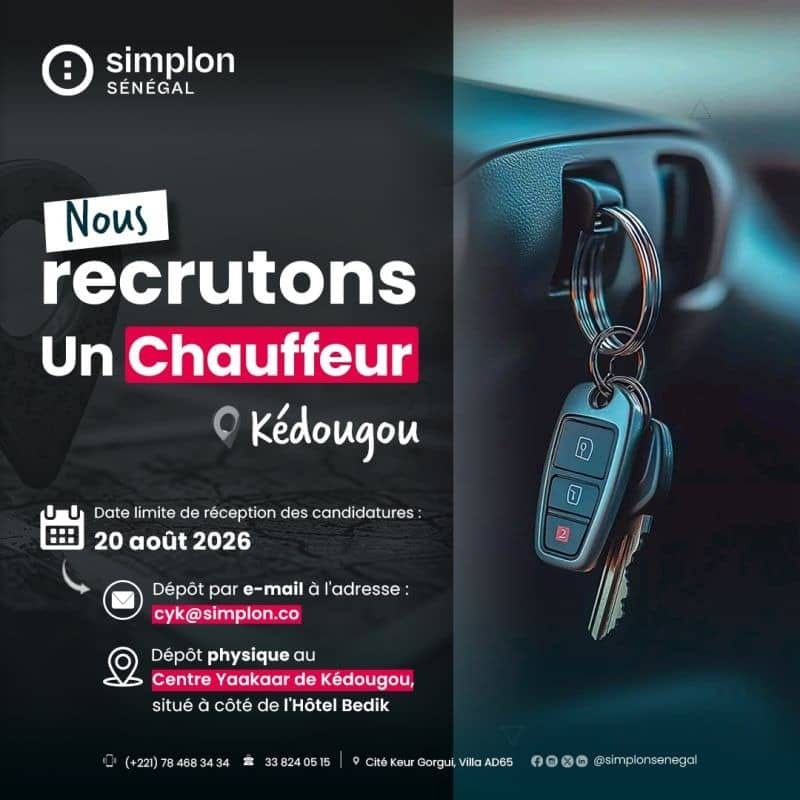 Simplon Sénégal recrute un(e) Chauffeur à Kédougou
