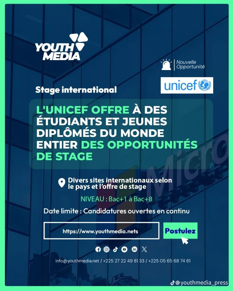 Programme de Stages Internationaux - UNICEF 2026